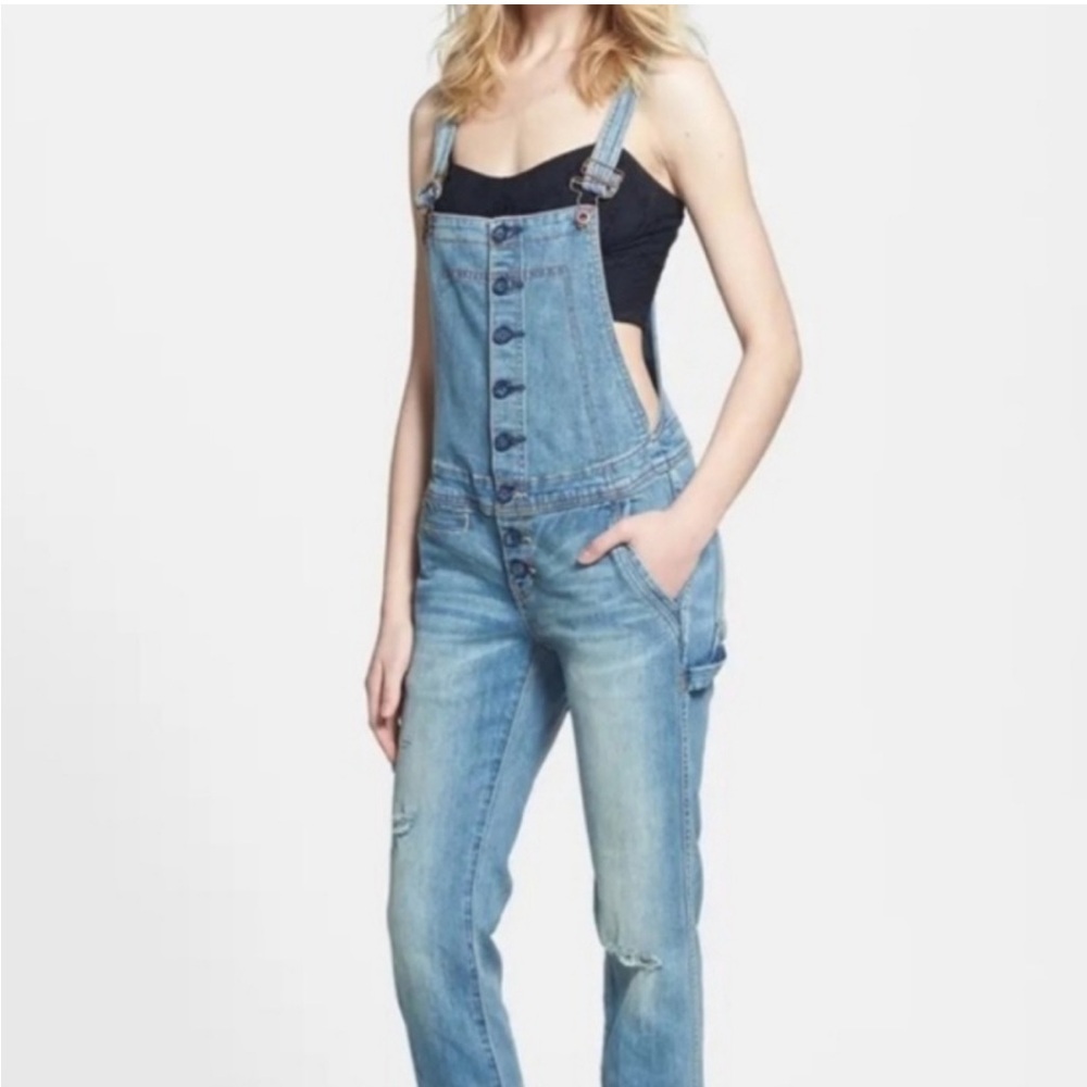 Free People Washed Blue Denim Size 26 Overalls